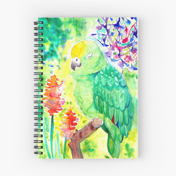 Artikelvorschau, Schläfrige Papagei-Aquarell-Malerei entworfen und verkauft von Ivy Lily Art.