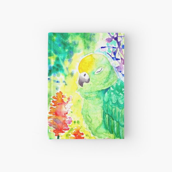 Sleepy Parrot Watercolor Painting Hardcover Journal