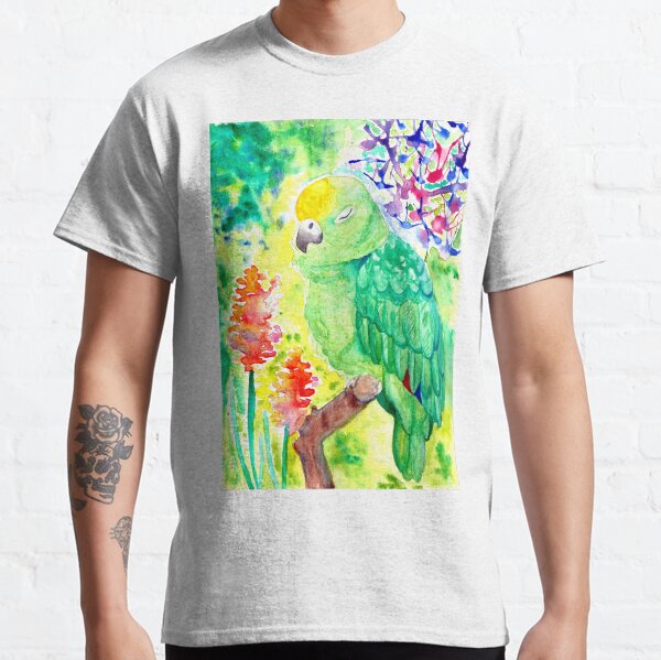 Sleepy Parrot Watercolor Painting Classic T-Shirt