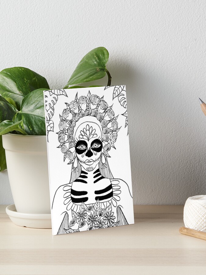 Calavera- Floral Sugar Skull Art Board Print for Sale by