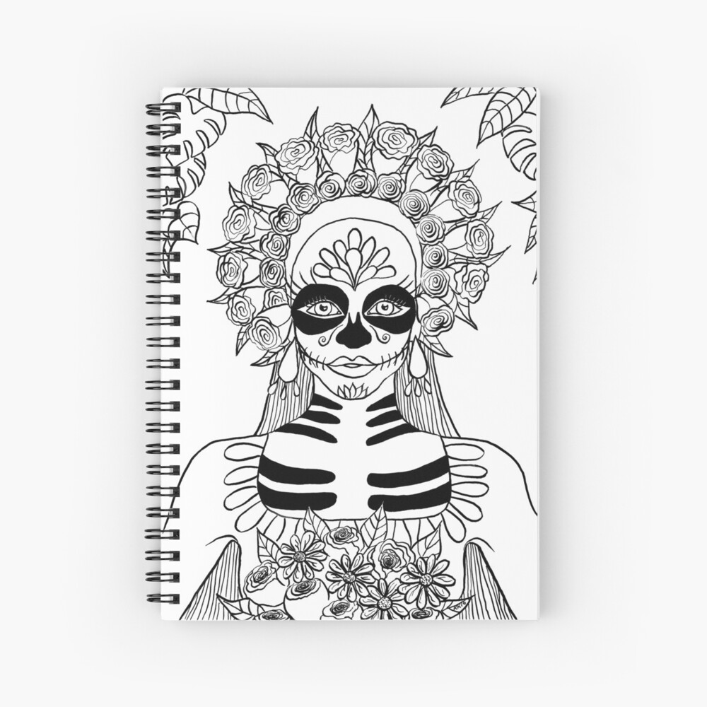 Cuaderno de espiral «Dibujo de tinta La Calavera Catrina Sugar Skull» de  Almonda | Redbubble