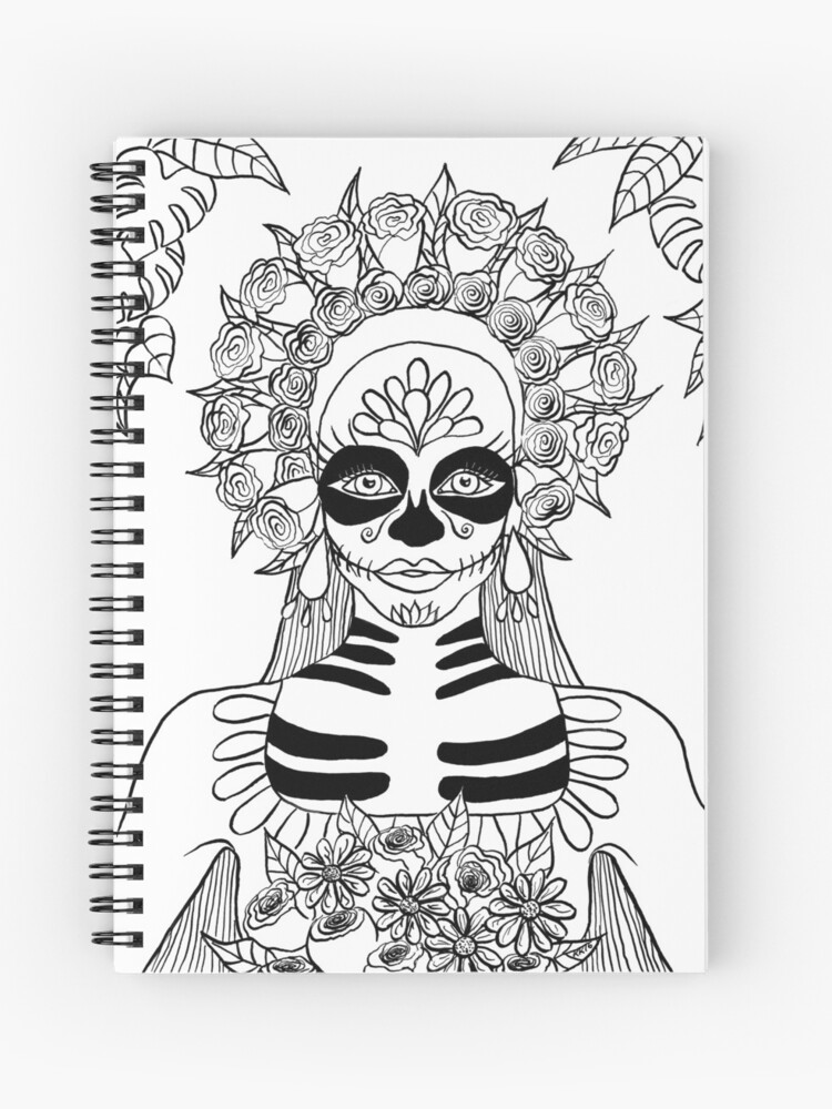 Cuaderno de espiral «Dibujo de tinta La Calavera Catrina Sugar Skull» de  Almonda | Redbubble