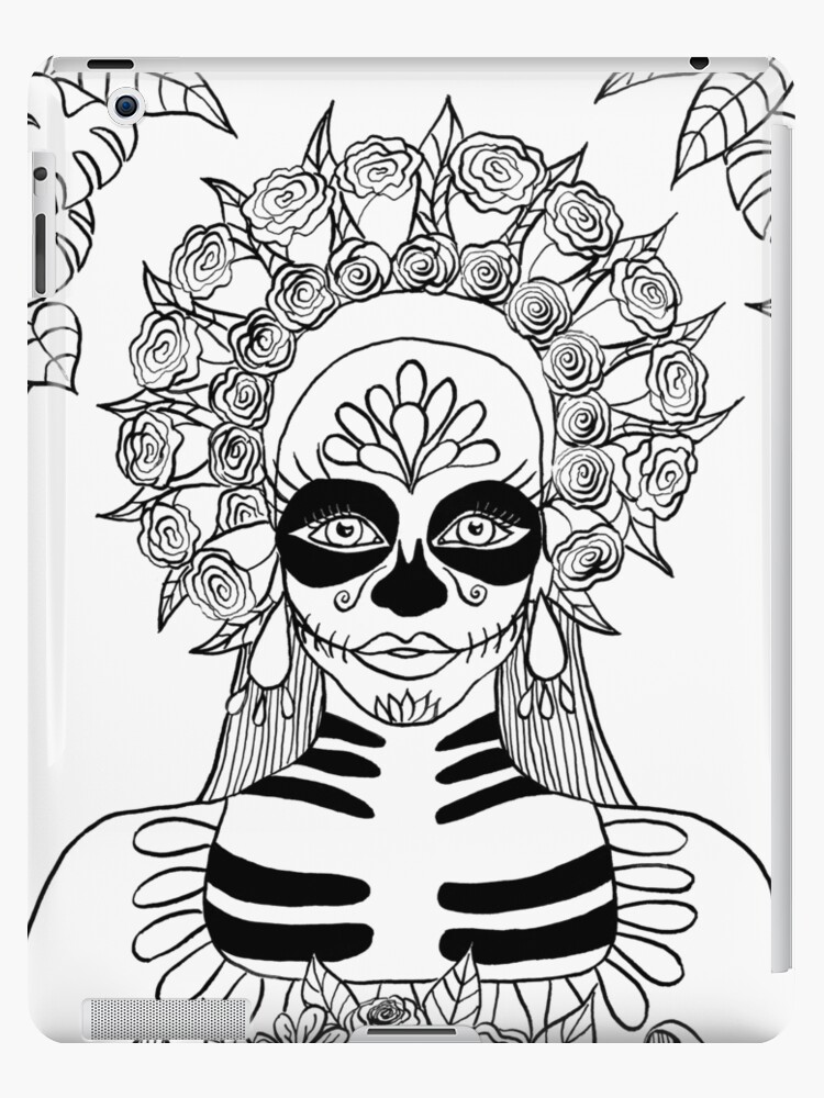 Funda y vinilo para iPad «Dibujo de tinta La Calavera Catrina Sugar Skull»  de Almonda | Redbubble