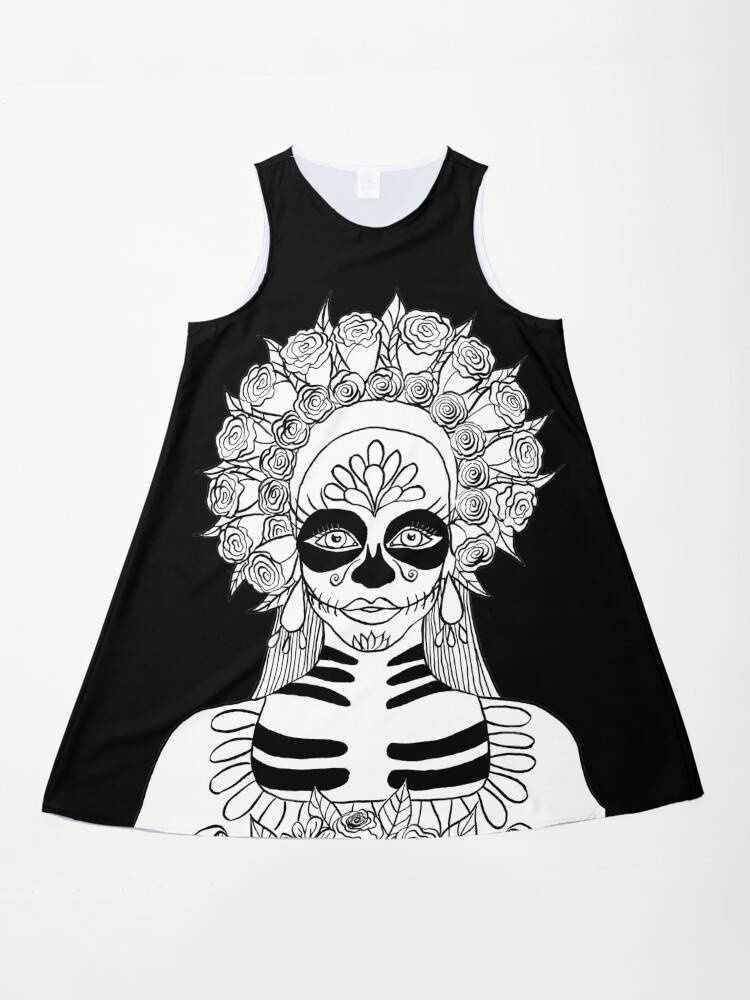 La Calavera Catrina Sugar Skull Ink Drawing" A-Line Dress for Sale by  Almonda | Redbubble