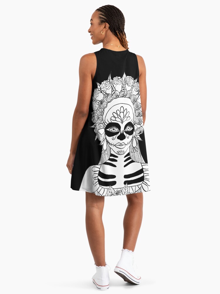 La Calavera Catrina Sugar Skull Ink Drawing