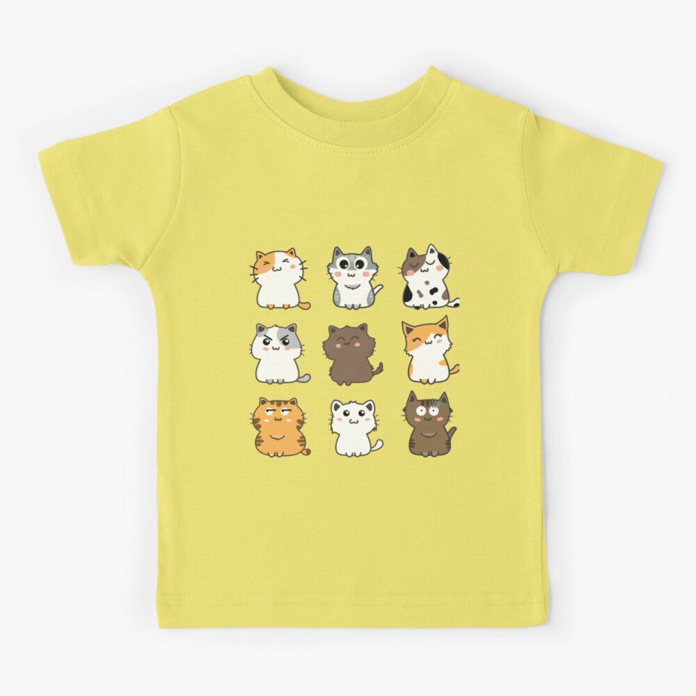 Cute Cartoon Cats Sticker Set 2 Kids T-Shirt for Sale by CafePretzel