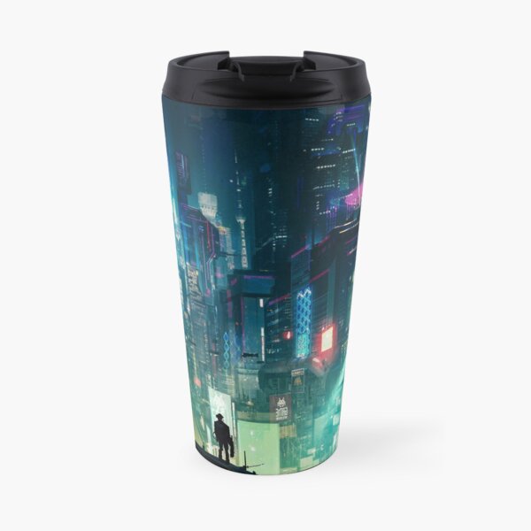 Mega City Nights Futuristic Tokyo Travel Mug
