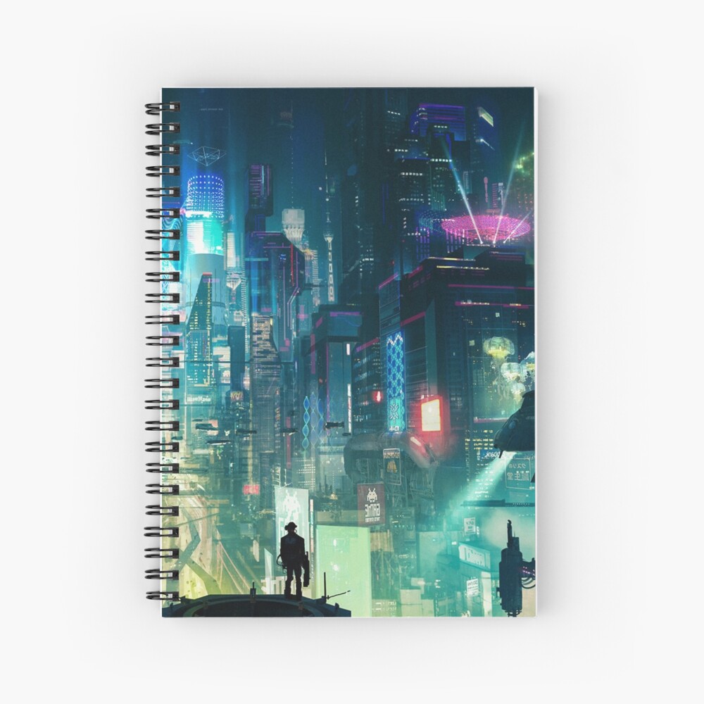 Mega City Nights Futuristic Tokyo Spiral Notebook