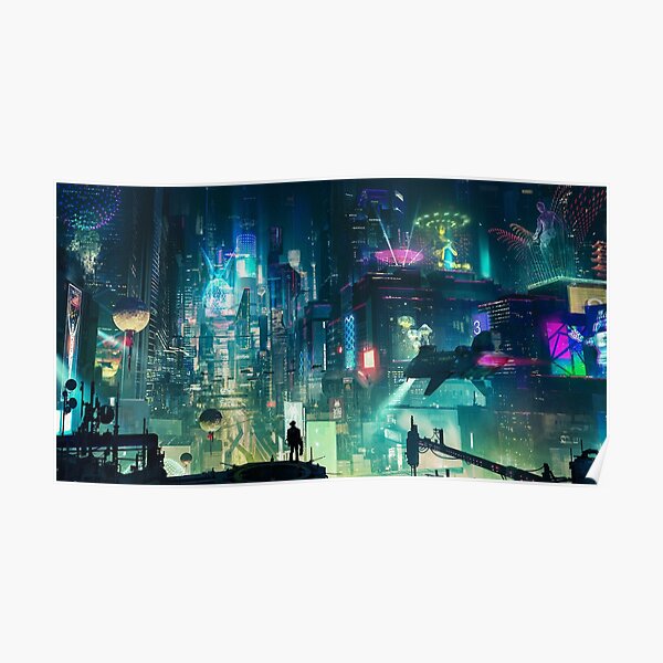 Mega City Nights Futuristic Tokyo Poster
