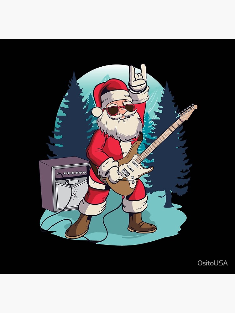 Heavy Metal Santa With Guitar And Sunglasses Christmas T Shirt Tote Bag By Ositousa Redbubble