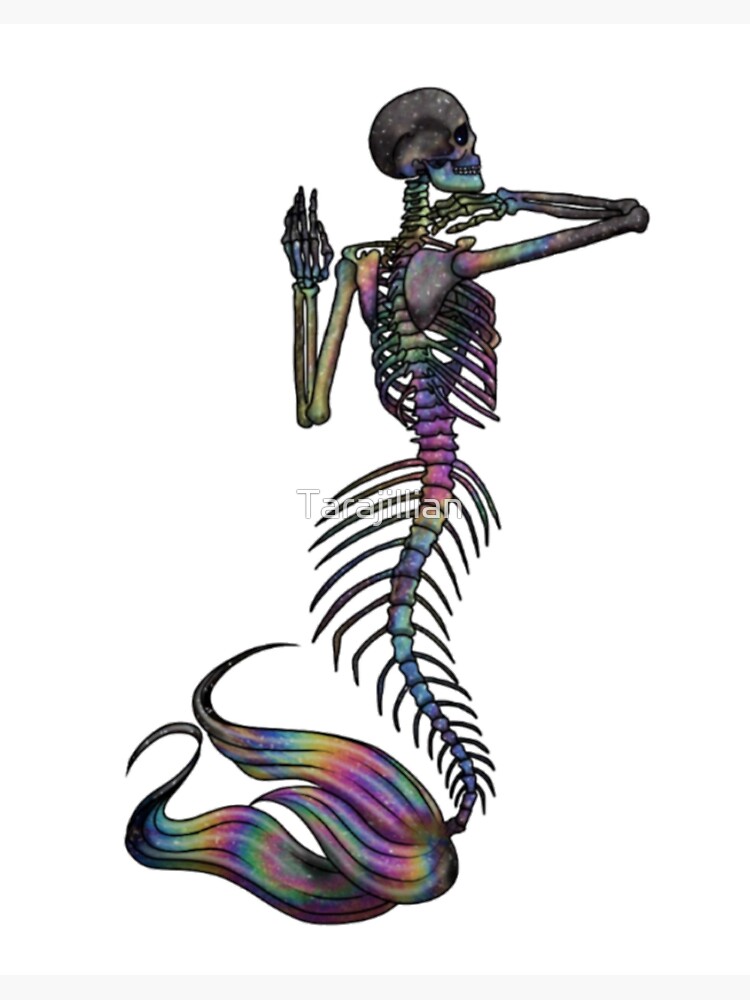 Oil Slick Mermaid Skeleton Art Board Print By Tarajillian Redbubble