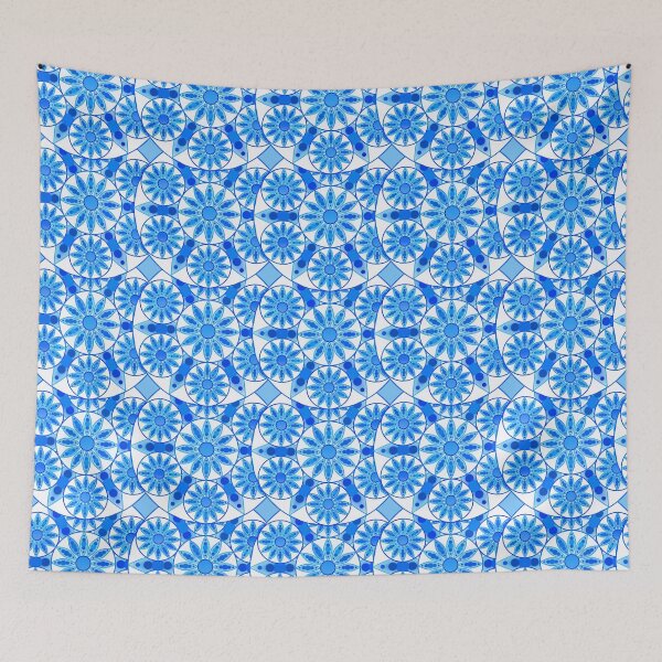 Item preview, Mandala pattern, cobalt blue, turquoise and white designed and sold by Marymarice.