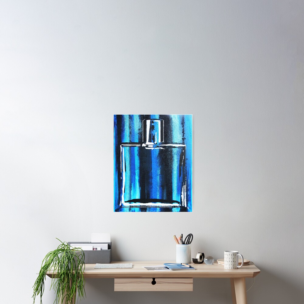 Blue Cologne Bottle Poster