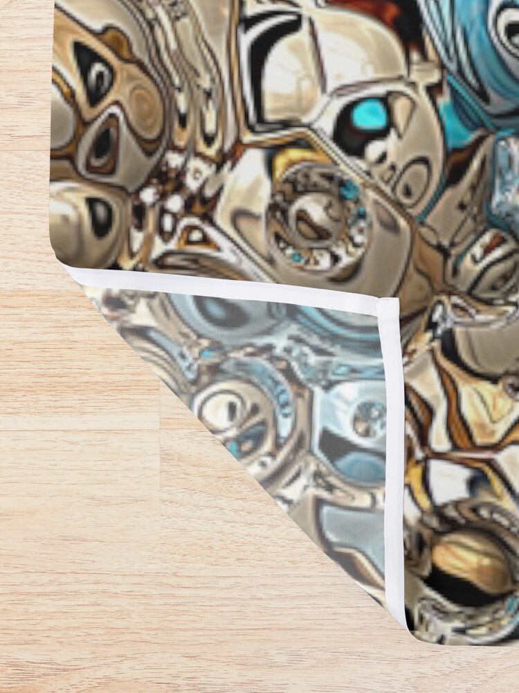 Alternate view of Blue And Beige 3D Abstract Shower Curtain