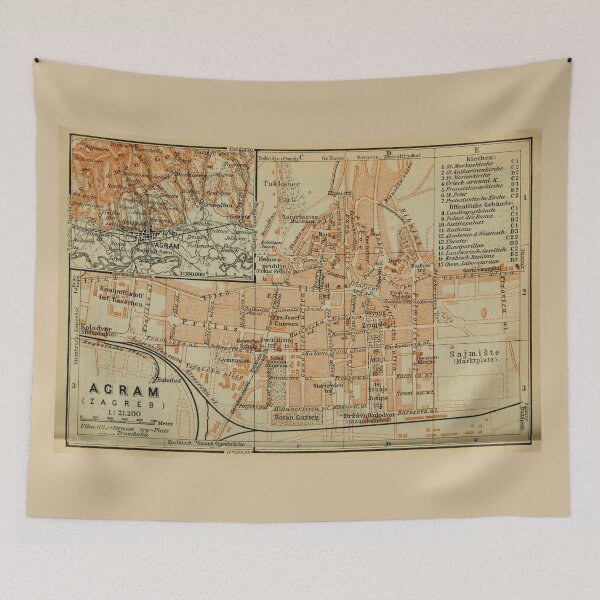 Item preview, Vintage Zagreb Croatia Map (1911) designed and sold by BravuraMedia.
