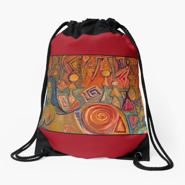 Meditation in Red and Orange Drawstring Bag