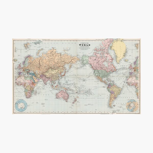 Item preview, Vintage Map of The World (1904) designed and sold by BravuraMedia.