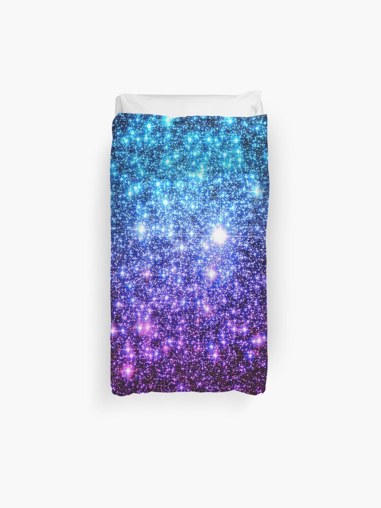 Galaxy Sparkle Stars Turquoise Blue Purple Hot Pink Duvet Cover