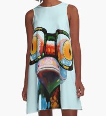 Hipster Frog Nerd Glasses A-Line Dress