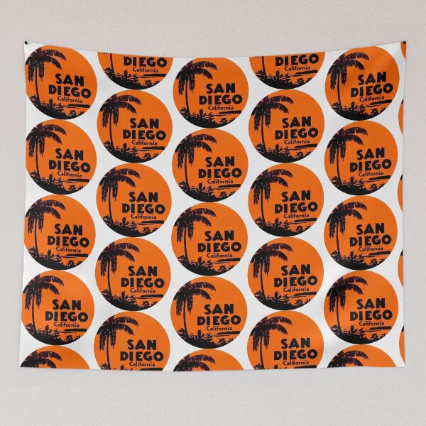 Item preview, San Diego California Vintage Travel Decal Round designed and sold by hilda74.