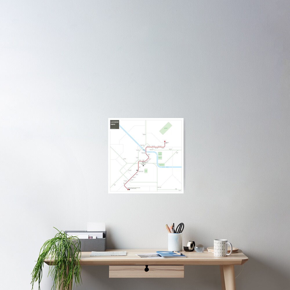 Lucknow Metro Map Poster By Jugcerovic Redbubble   Cposter,small,square Product,1000x1000.2u2 