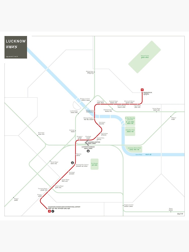 Lucknow Metro Map Poster By Jugcerovic Redbubble   Flat,750x,075,f Pad,750x1000,f8f8f8.u2 