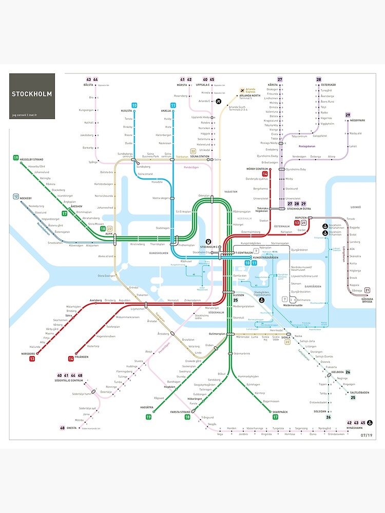 Stockholm Metro Map Poster For Sale By Jugcerovic Redbubble   Flat,750x,075,f Pad,750x1000,f8f8f8 