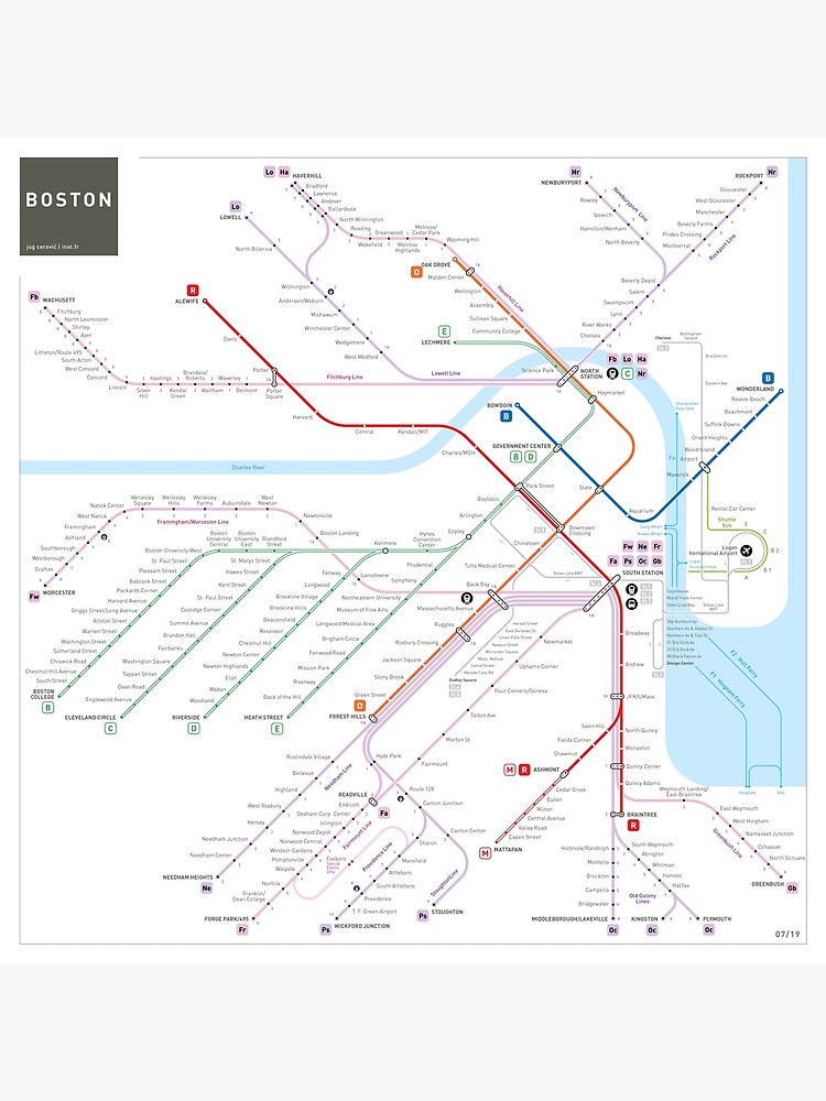 Boston Metro Subway Map Poster By Jug Cerovic Subway Map Metro Subway ...