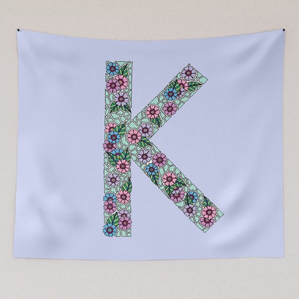 Aperçu de l'œuvre K Initial || Floral || Mosaïque créée et vendue par Hilary Leslie.