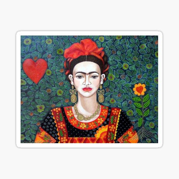 Frida portrait with red ribbons Sticker