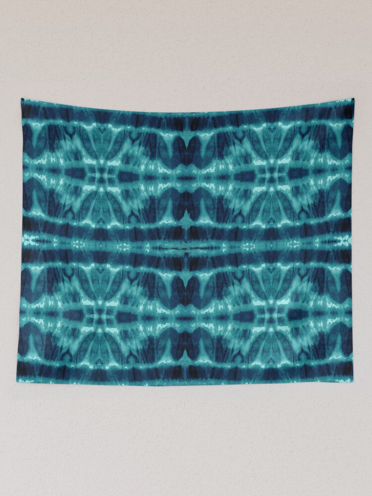 Thumbnail 2 of 3, Tapestry, Tie-Dye Teal Twos designed and sold by ninabmay.