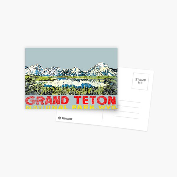 Grand Teton National Park Vintage Travel Decal 2 Postcard