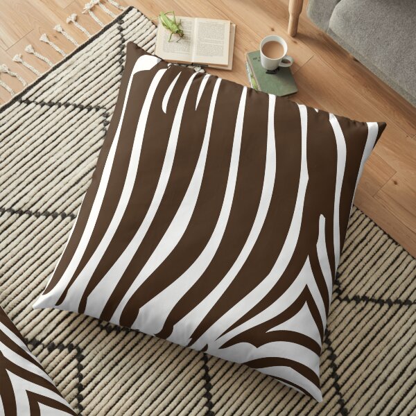 Zebra Stripes | Zebra Print | Animal Print | Chocolate Brown and White | Stripe Patterns | Striped Patterns | Floor Pillow