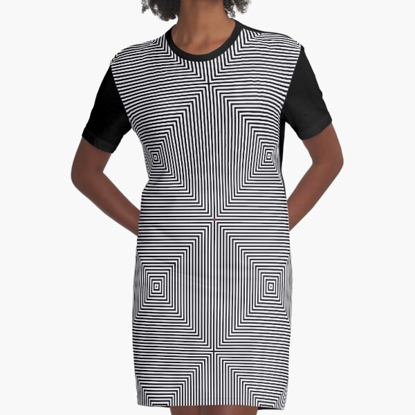 #Monochrome, #pattern, #design, #illusion, repetition, repeat, grid, decoration, simple, abstract, net, art Graphic T-Shirt Dress