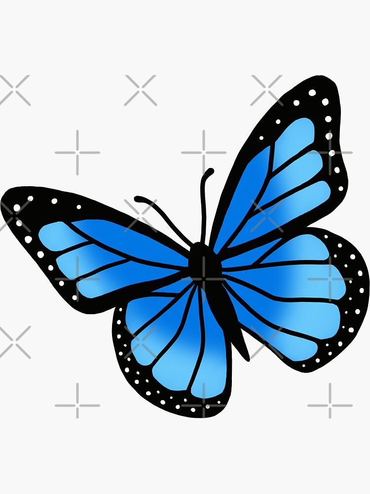 Sticker Papillon - bleu en vol