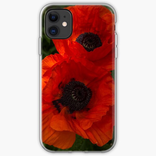 Hot Red Poppy Duet - a Vertical View iPhone Soft Case