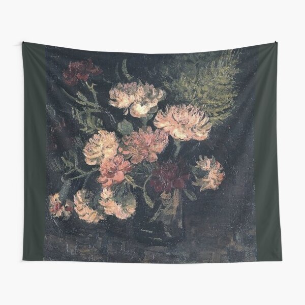 Vincent van Gogh Pink Burgundy Flowers Tapestry