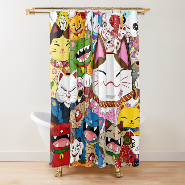 Maneki Neko (Lucky Cat) Collection Shower Curtain