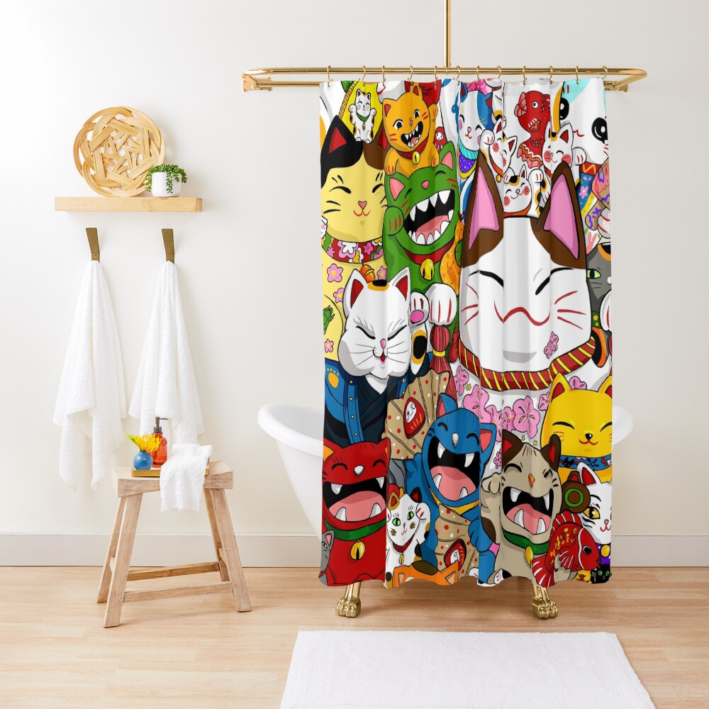 Maneki Neko (Lucky Cat) Collection Shower Curtain
