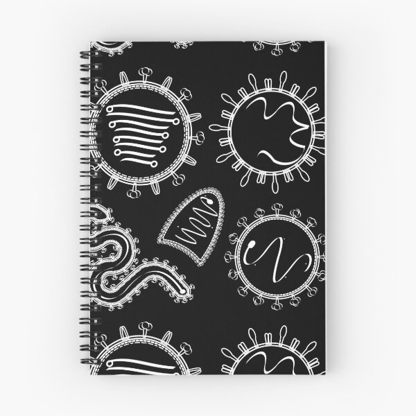 Item preview, Assorted Virions (White Lineart + Black BG) designed and sold by VirologyGeek.