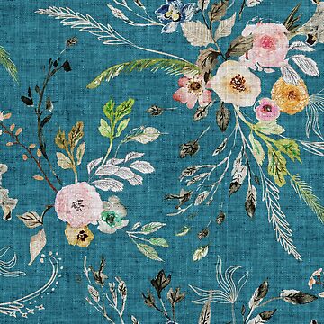 Artwork thumbnail, La Boheme Teal Floral by Esther Fallon Lau