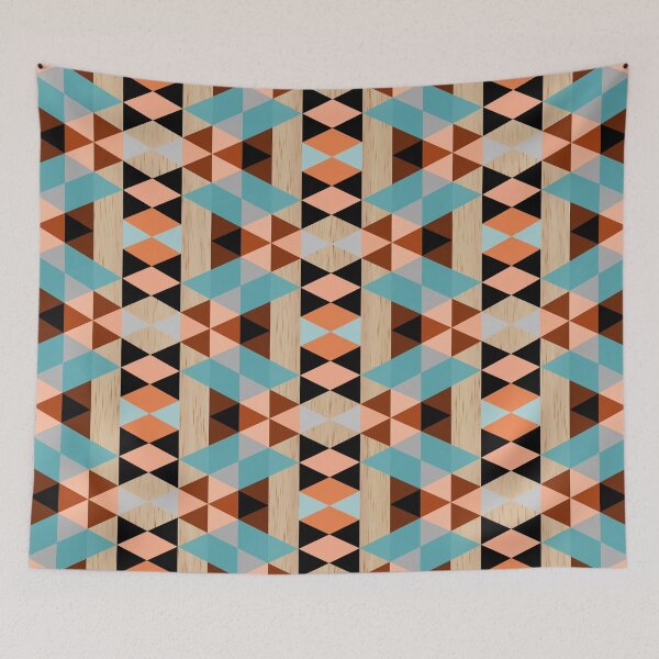 Item preview, Rustic Diamond Squares Triangles Wood Art Pattern designed and sold by LC Graphic Design Studio.