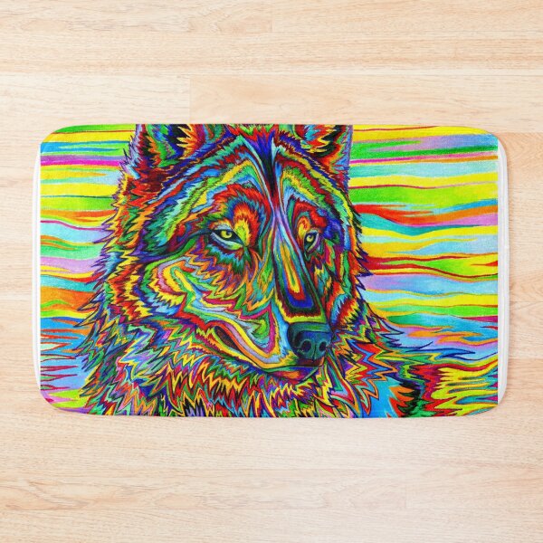 Item preview, Colorful Psychedelic Rainbow Trippy Wolf designed and sold by Rebecca Wang.
