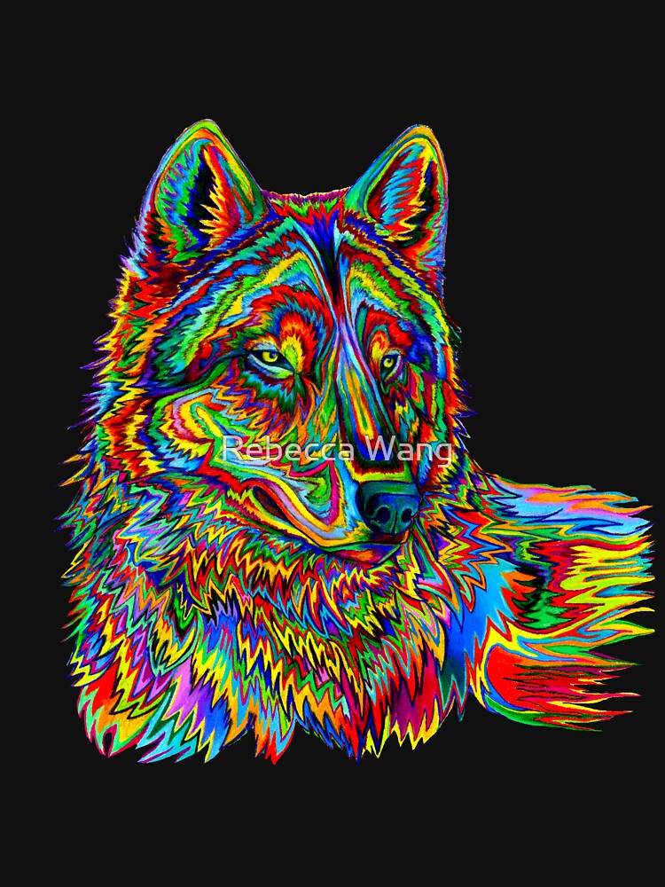 Colorful Psychedelic Rainbow Trippy Wolf Lightweight Hoodie