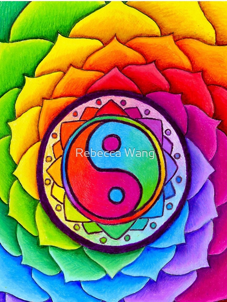 "Healing Lotus Rainbow Yin Yang Psychedelic Mandala" T-shirt by