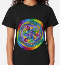 Camiseta clásica Dragones Psicodélicos Mandala Arco Iris