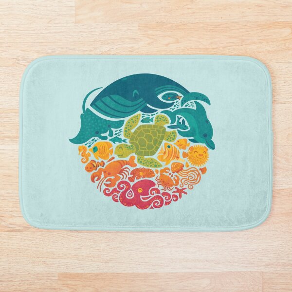 Aquatic Rainbow (light blue) Bath Mat
