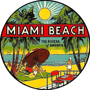 Artwork thumbnail, Miami Beach Florida Vintage Travel Decal 3 by hilda74