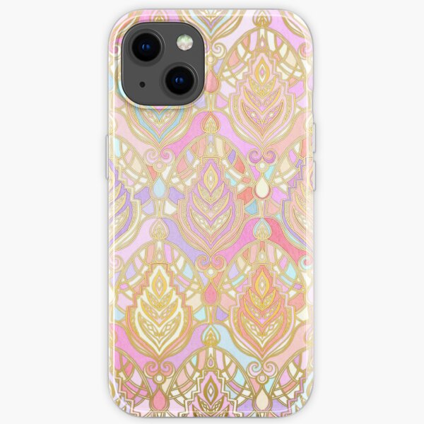Rosy Opalescent Art Deco Pattern iPhone Soft Case