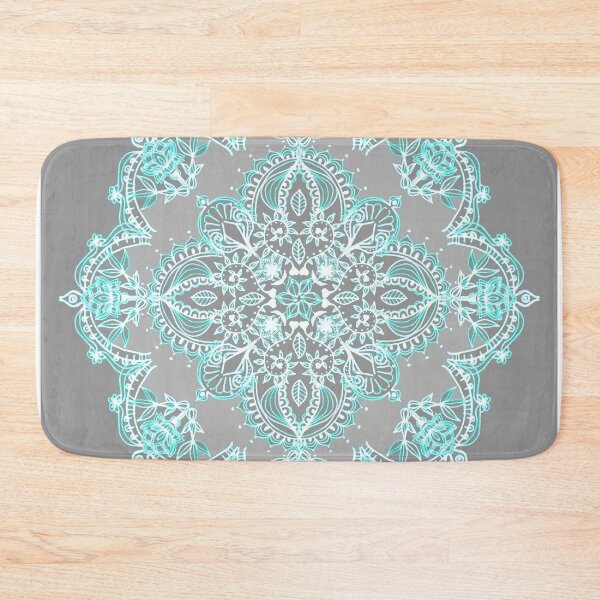 Item preview, Teal and Aqua Lace Mandala on Grey designed and sold by micklyn.
